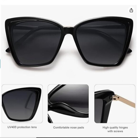 Retro Oversized Square Cat Eye Sun Glasses UV Protection SJ2206